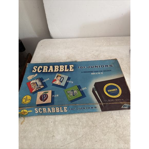 Scrabble for Juniors Vintage Board Game 1958 Selchow & Righter Complete #18 EUC - Picture 1 of 13